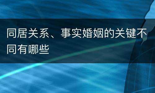 同居关系、事实婚姻的关键不同有哪些