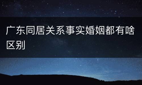 广东同居关系事实婚姻都有啥区别