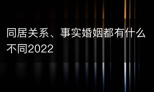 同居关系、事实婚姻都有什么不同2022