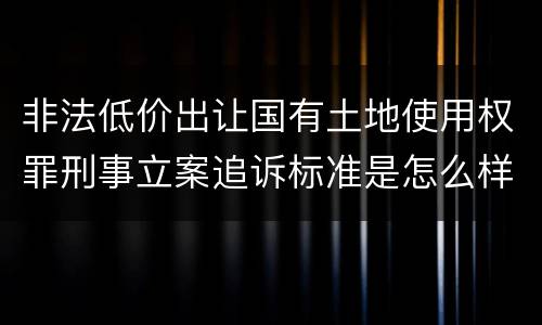 非法低价出让国有土地使用权罪刑事立案追诉标准是怎么样规定