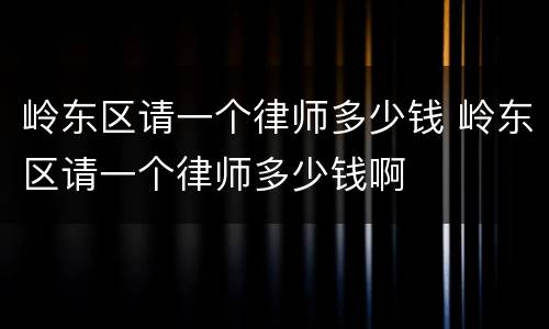岭东区请一个律师多少钱 岭东区请一个律师多少钱啊
