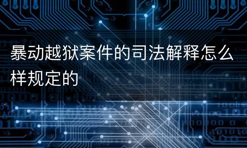 暴动越狱案件的司法解释怎么样规定的