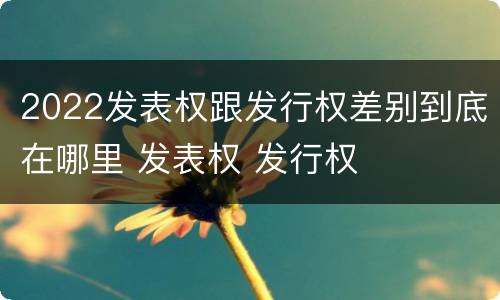 2022发表权跟发行权差别到底在哪里 发表权 发行权