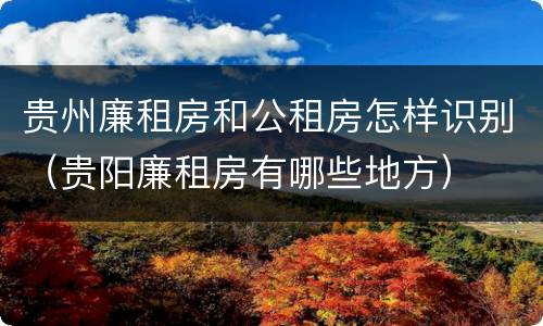 贵州廉租房和公租房怎样识别（贵阳廉租房有哪些地方）