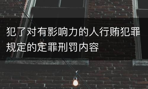 犯了对有影响力的人行贿犯罪规定的定罪刑罚内容