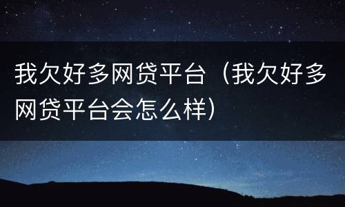 我欠好多网贷平台（我欠好多网贷平台会怎么样）