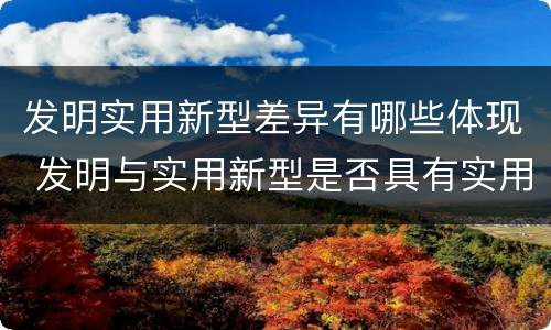 发明实用新型差异有哪些体现 发明与实用新型是否具有实用性