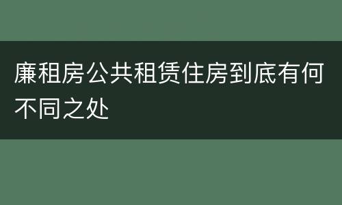 廉租房公共租赁住房到底有何不同之处