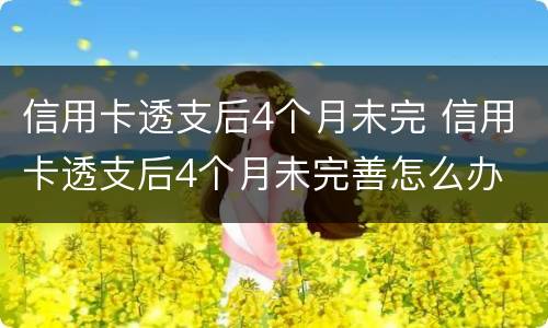 信用卡透支后4个月未完 信用卡透支后4个月未完善怎么办