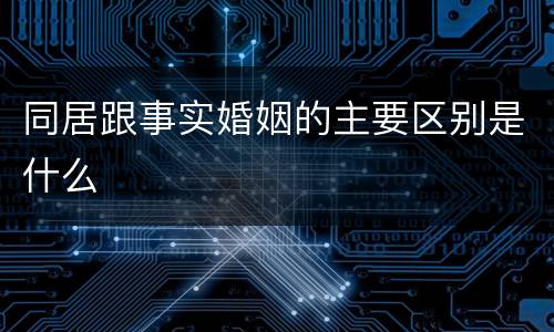 同居跟事实婚姻的主要区别是什么