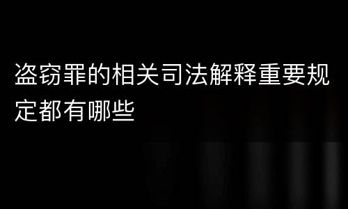 盗窃罪的相关司法解释重要规定都有哪些