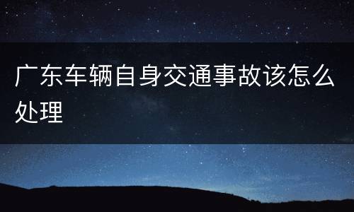 广东车辆自身交通事故该怎么处理