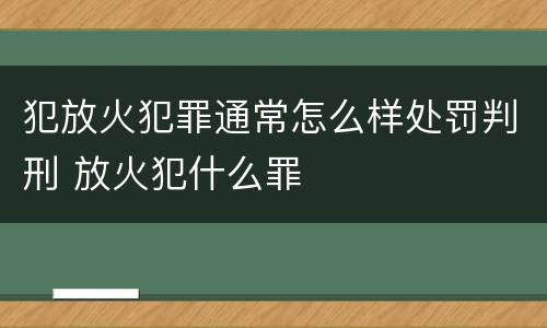 犯放火犯罪通常怎么样处罚判刑 放火犯什么罪