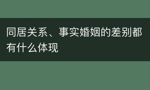 同居关系、事实婚姻的差别都有什么体现