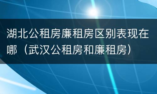 湖北公租房廉租房区别表现在哪（武汉公租房和廉租房）