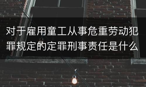 对于雇用童工从事危重劳动犯罪规定的定罪刑事责任是什么样的