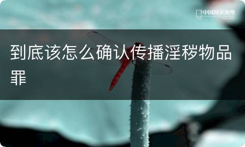 到底该怎么确认传播淫秽物品罪