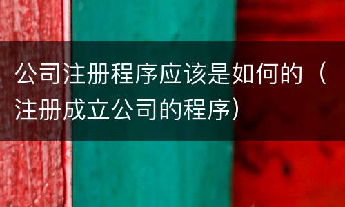 公司注册程序应该是如何的（注册成立公司的程序）