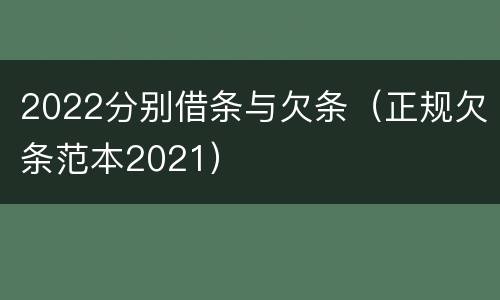 2022分别借条与欠条（正规欠条范本2021）