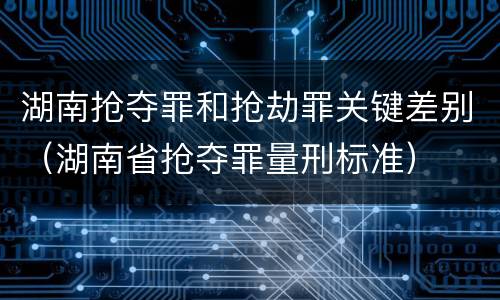 湖南抢夺罪和抢劫罪关键差别（湖南省抢夺罪量刑标准）
