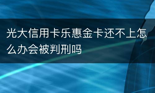 光大信用卡乐惠金卡还不上怎么办会被判刑吗