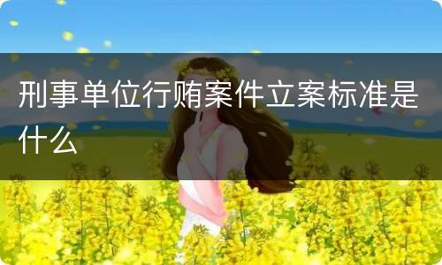 刑事单位行贿案件立案标准是什么