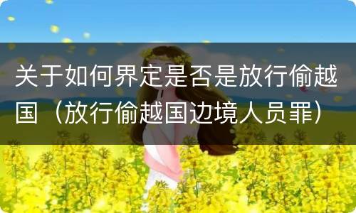 关于如何界定是否是放行偷越国（放行偷越国边境人员罪）