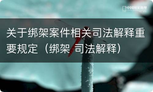 关于绑架案件相关司法解释重要规定（绑架 司法解释）