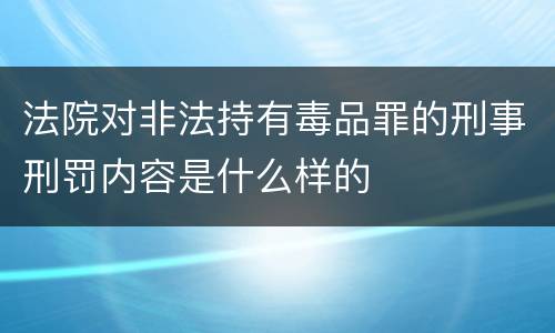 法院对非法持有毒品罪的刑事刑罚内容是什么样的