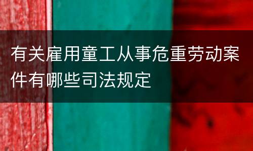 有关雇用童工从事危重劳动案件有哪些司法规定