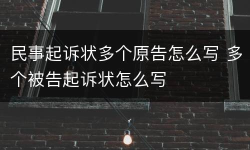 民事起诉状多个原告怎么写 多个被告起诉状怎么写