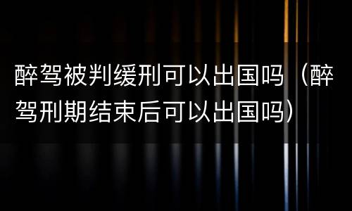 醉驾被判缓刑可以出国吗（醉驾刑期结束后可以出国吗）