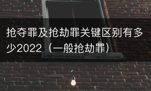 抢夺罪及抢劫罪关键区别有多少2022（一般抢劫罪）