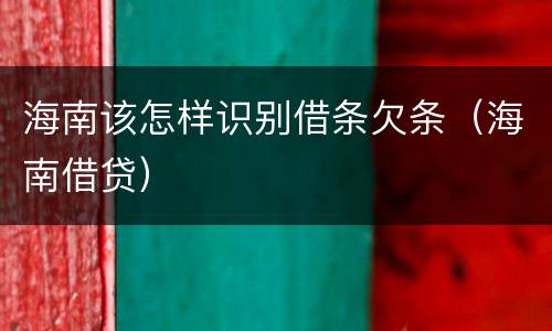 海南该怎样识别借条欠条（海南借贷）