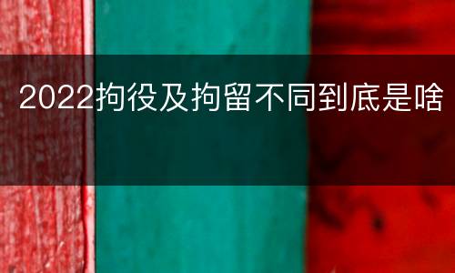 2022拘役及拘留不同到底是啥