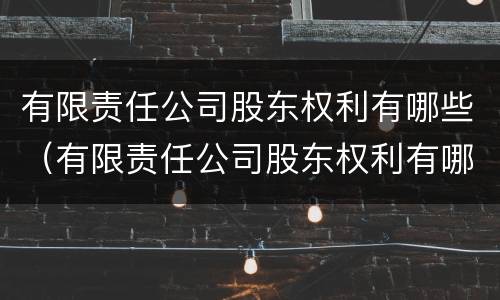 有限责任公司股东权利有哪些（有限责任公司股东权利有哪些）