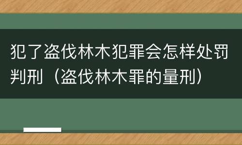 犯了盗伐林木犯罪会怎样处罚判刑（盗伐林木罪的量刑）
