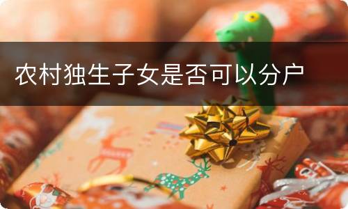 农村独生子女是否可以分户