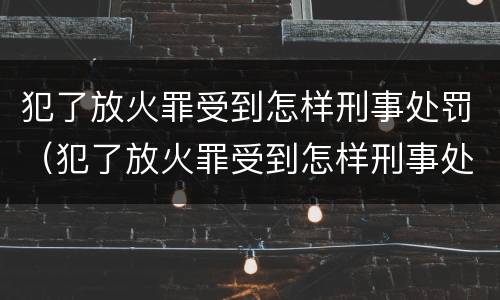 犯了放火罪受到怎样刑事处罚（犯了放火罪受到怎样刑事处罚呢）