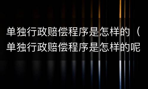 单独行政赔偿程序是怎样的（单独行政赔偿程序是怎样的呢）