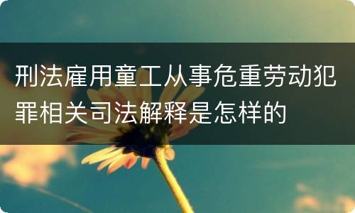 刑法雇用童工从事危重劳动犯罪相关司法解释是怎样的