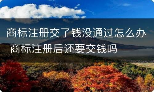 商标注册交了钱没通过怎么办 商标注册后还要交钱吗