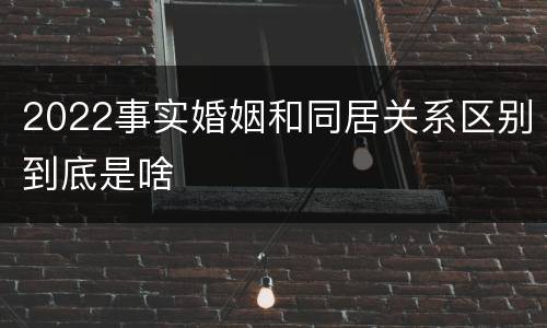 2022事实婚姻和同居关系区别到底是啥
