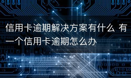 信用卡逾期解决方案有什么 有一个信用卡逾期怎么办