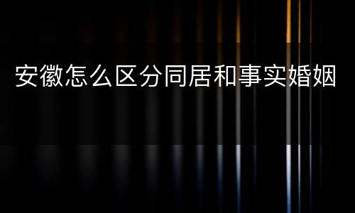 安徽怎么区分同居和事实婚姻