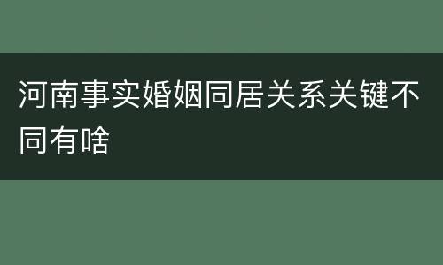 河南事实婚姻同居关系关键不同有啥