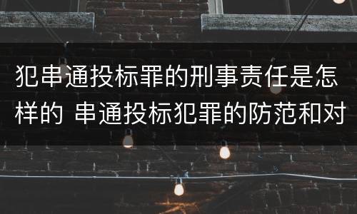 犯串通投标罪的刑事责任是怎样的 串通投标犯罪的防范和对策