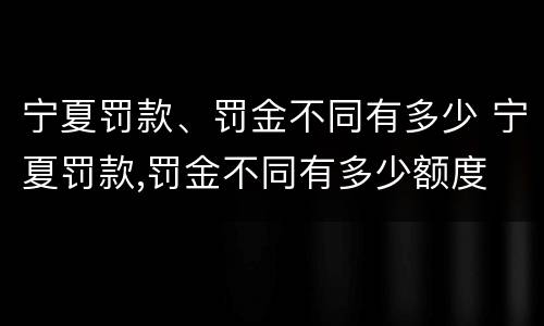 宁夏罚款、罚金不同有多少 宁夏罚款,罚金不同有多少额度