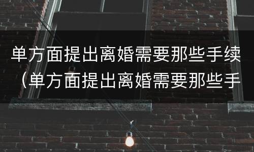 单方面提出离婚需要那些手续（单方面提出离婚需要那些手续和证件）