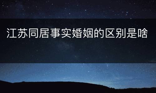 江苏同居事实婚姻的区别是啥